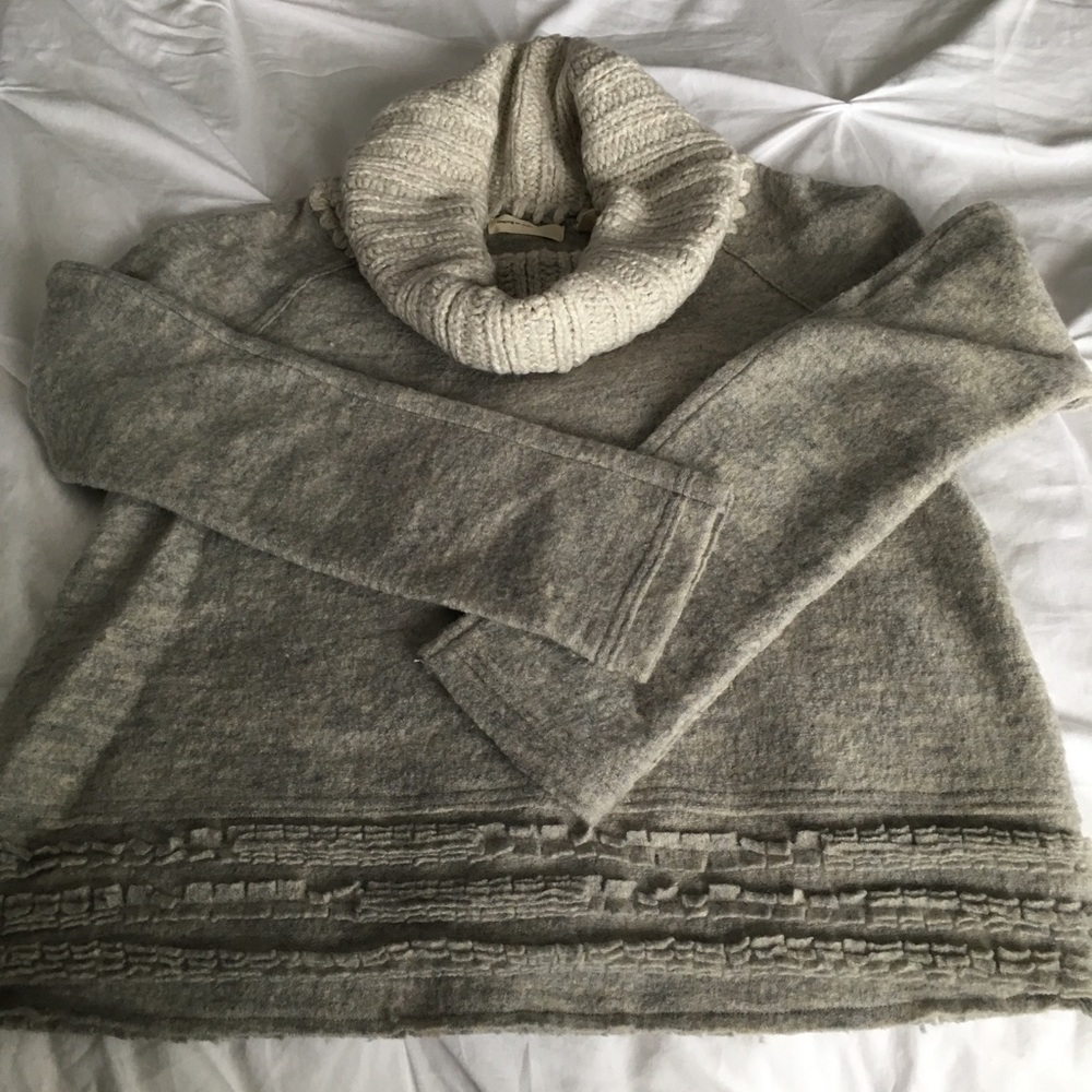Anthropologie cowl neck sweater with ruffle detail